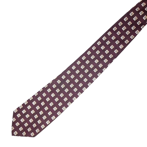 100% Silk Munsingwear Corporate Gear Brown Square Patterned Formal USA Tie - Picture 12 of 12